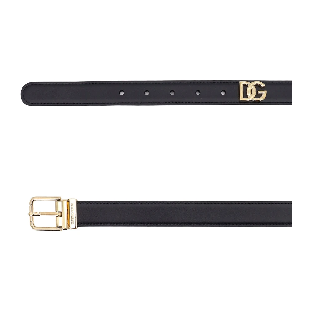 Dolce & Gabbana Zwarte leren riem met metalen gesp Black Dames
