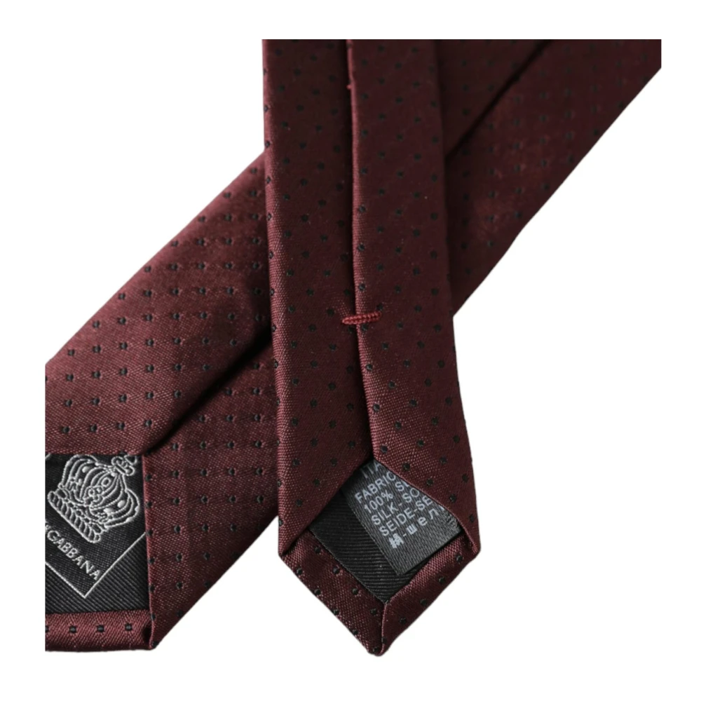 Dolce & Gabbana Bordeaux Gestippelde Zijden Stropdas Brown Heren