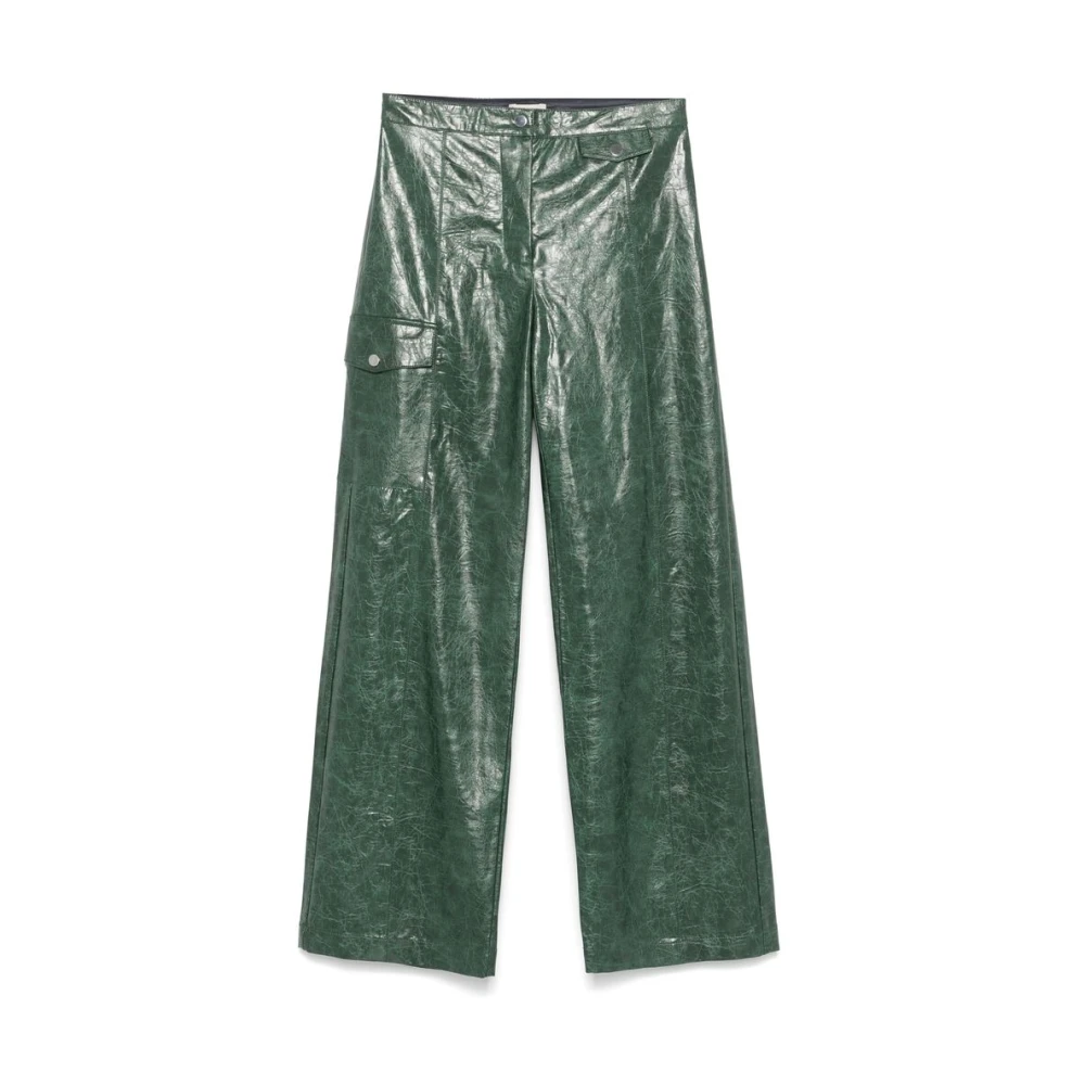 BAUM UND PFERDGARTEN Donkergroene Leren Broek Textuurafwerking Green Dames