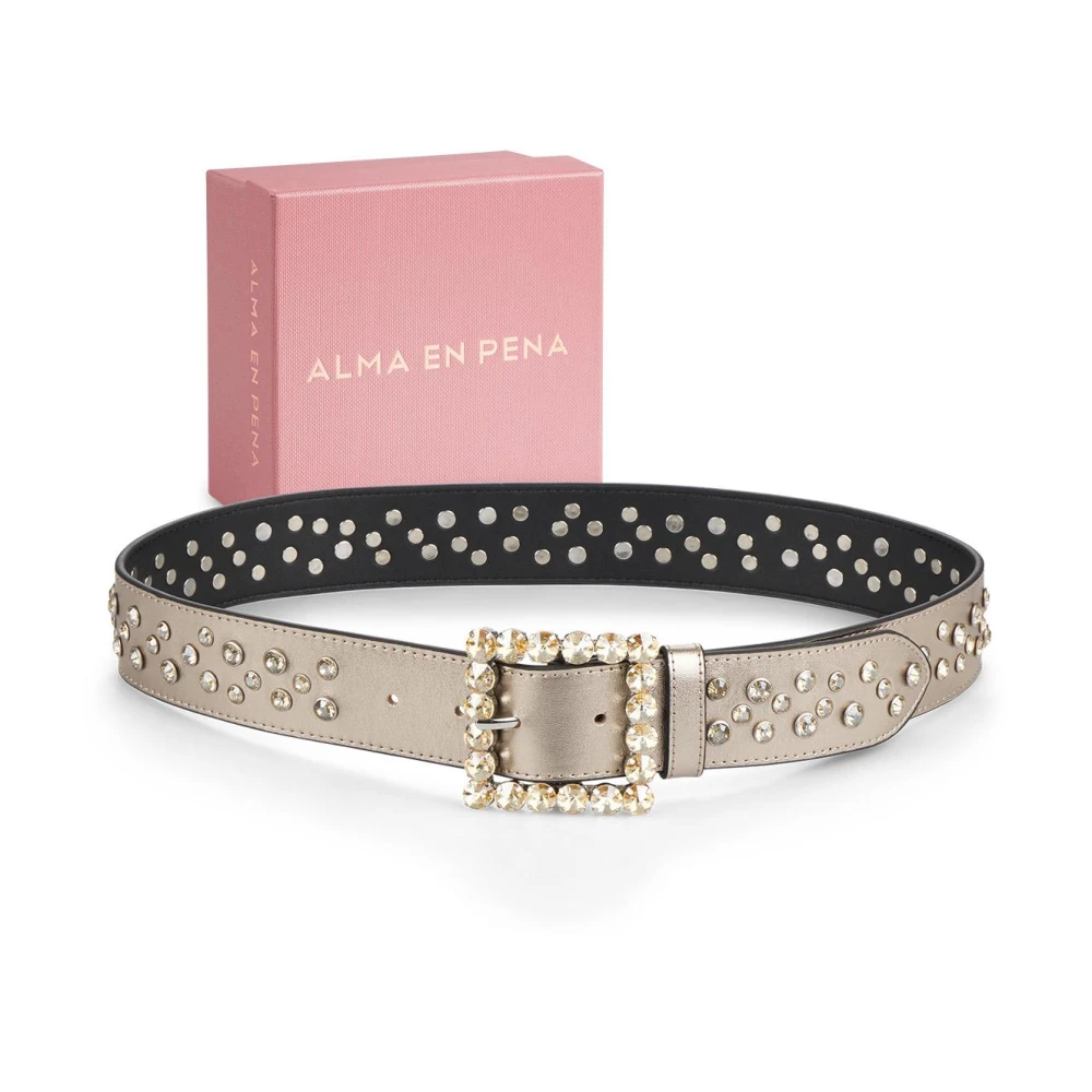 Alma en Pena Leren riem studs Brown Dames