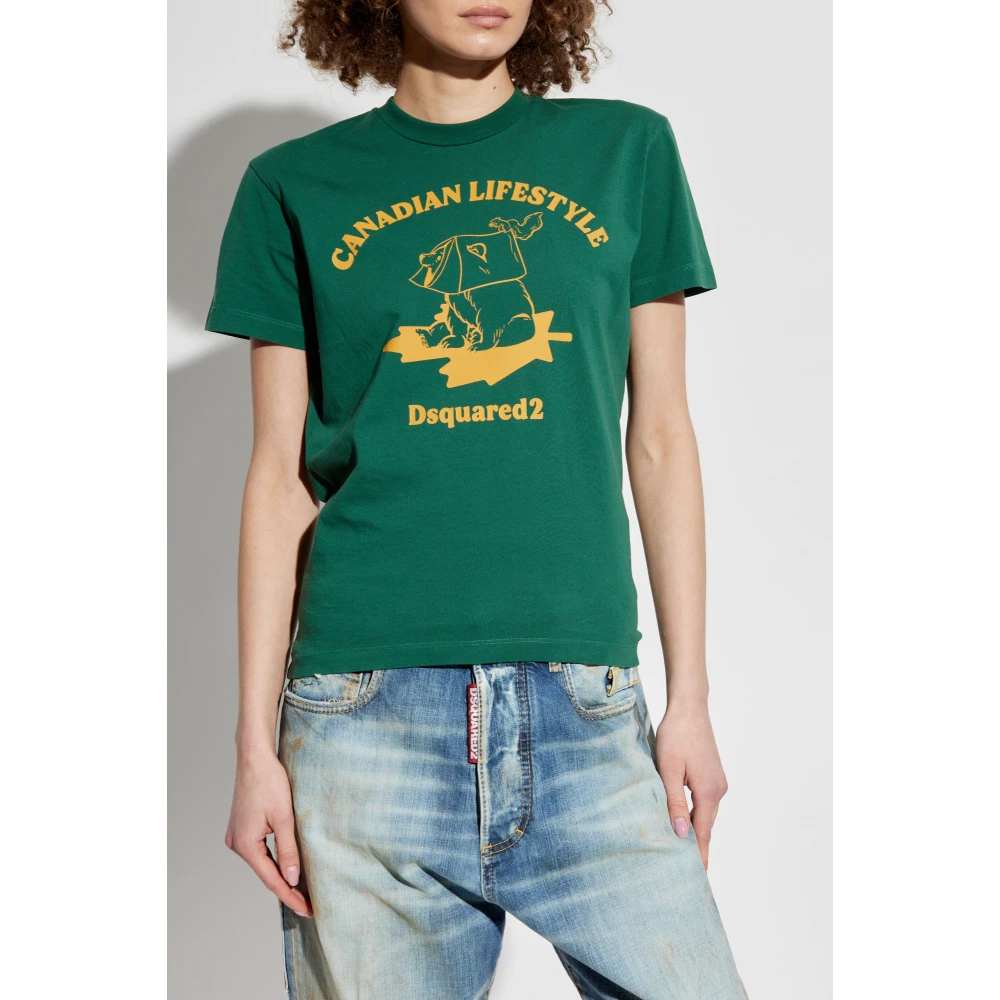 Dsquared2 T-shirt met print Green Dames