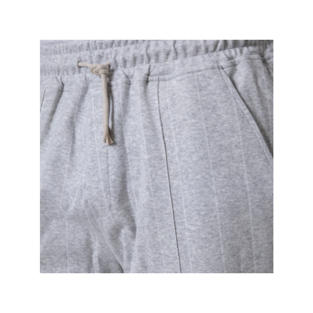 Eleventy Grijze Gestreepte Sweatpants Casual Trekkoord Broek Gray Heren
