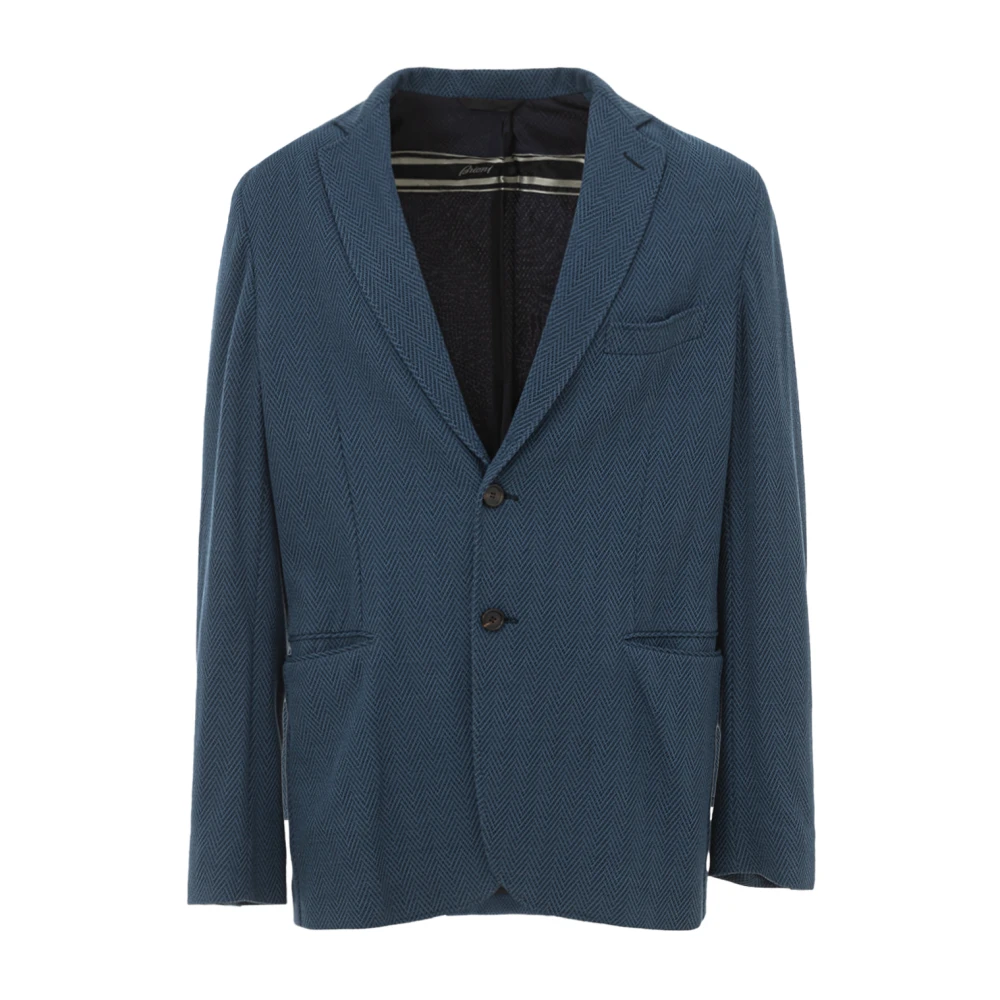 Brioni Gestructureerde Herringbone Jas Blue Heren