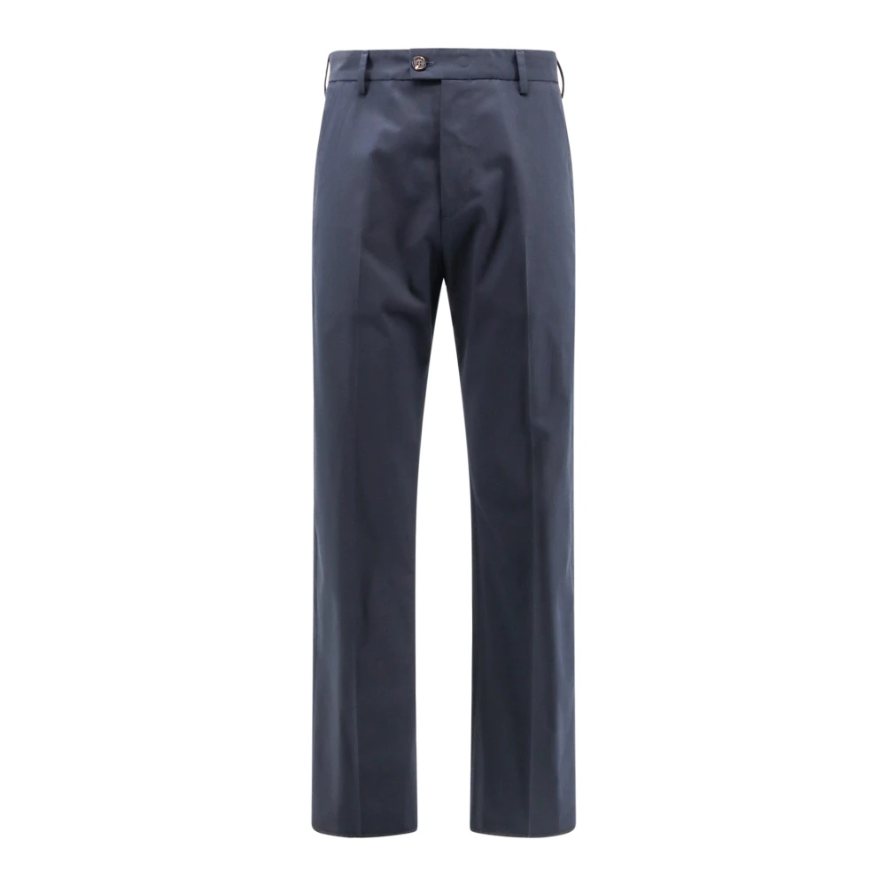 Alexander Mcqueen Men's Blue Trousers With Zip Closure - Straight Trousers - L - Trousers