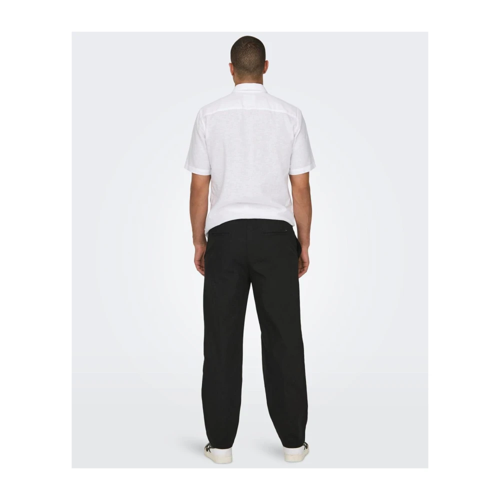 Only & Sons Linnen Wijde Broek Black Heren