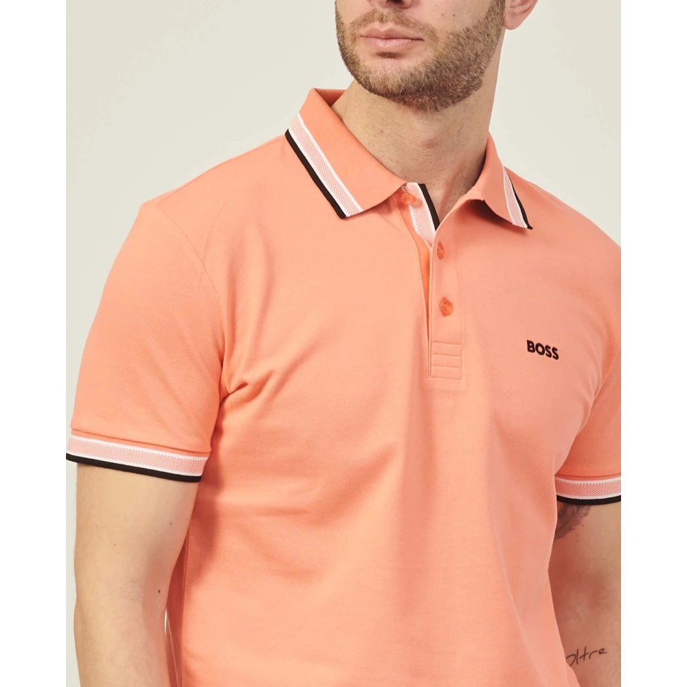 Boss Contrast Trim Polo Oranje Orange Heren