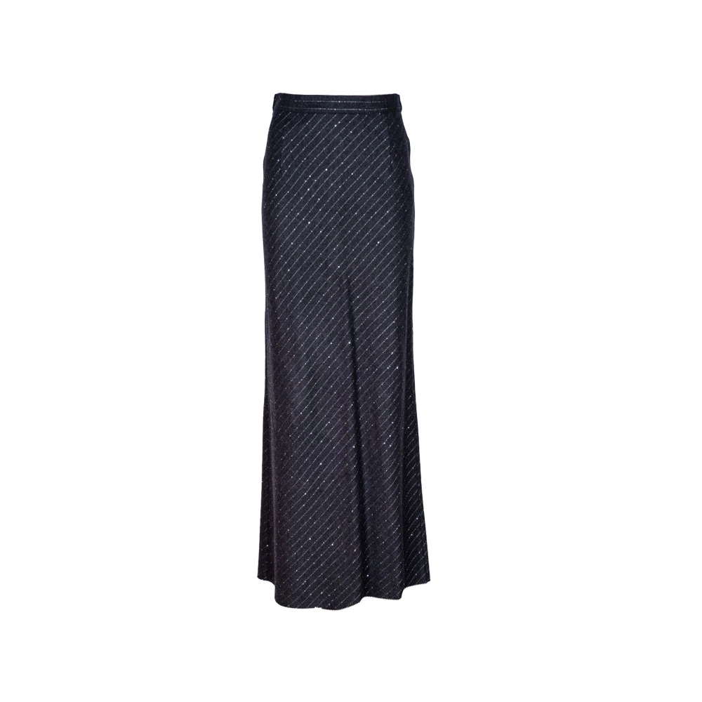 Jucca Hoge taille wollen rok met pailletteninzetten Blue Dames