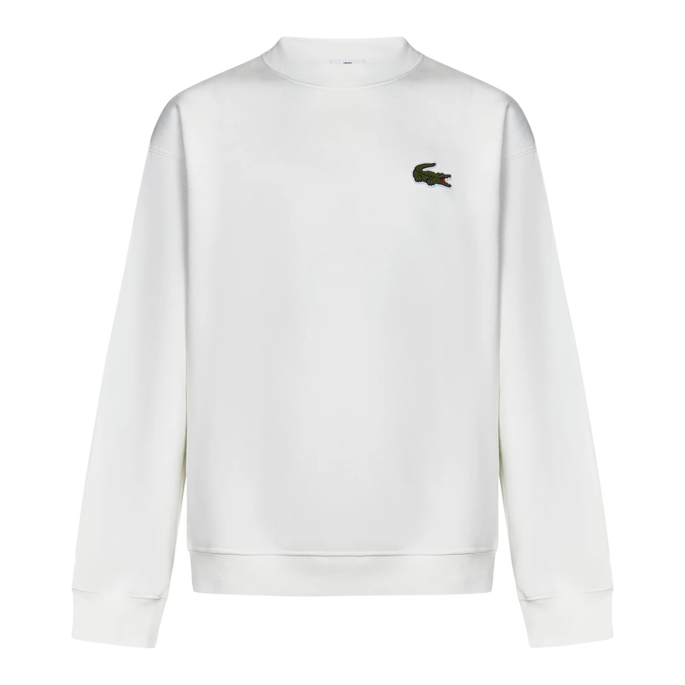 Lacoste Witte Oversized Krokodil Badge Sweatshirt White Heren