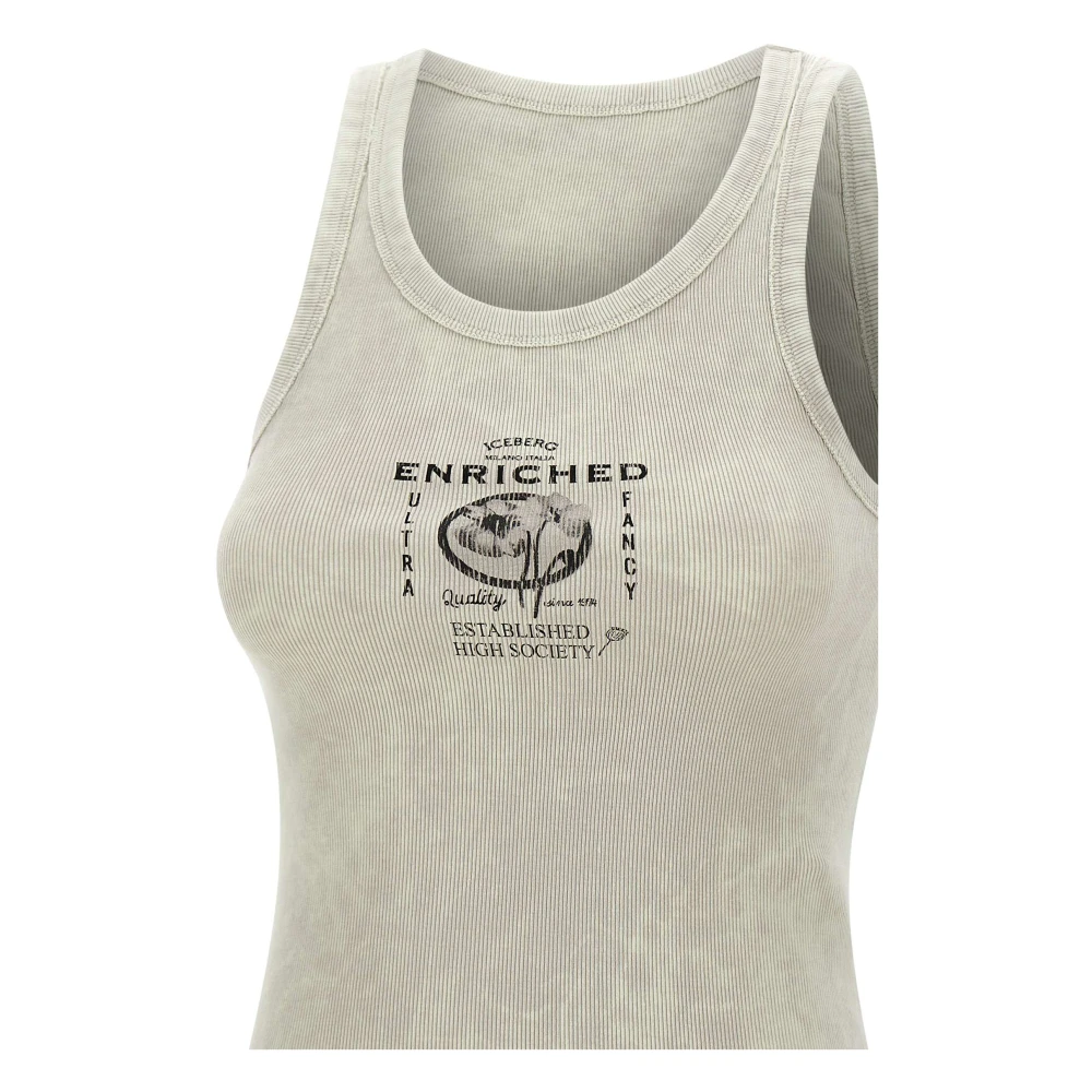 Iceberg Beige Stretch Katoenen Top met Logo Beige Dames