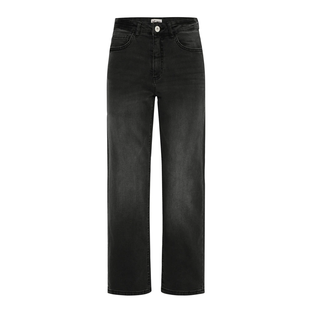 Ichi Women's Black Straight Fit Jeans, W34, Raven Cropped Jeans