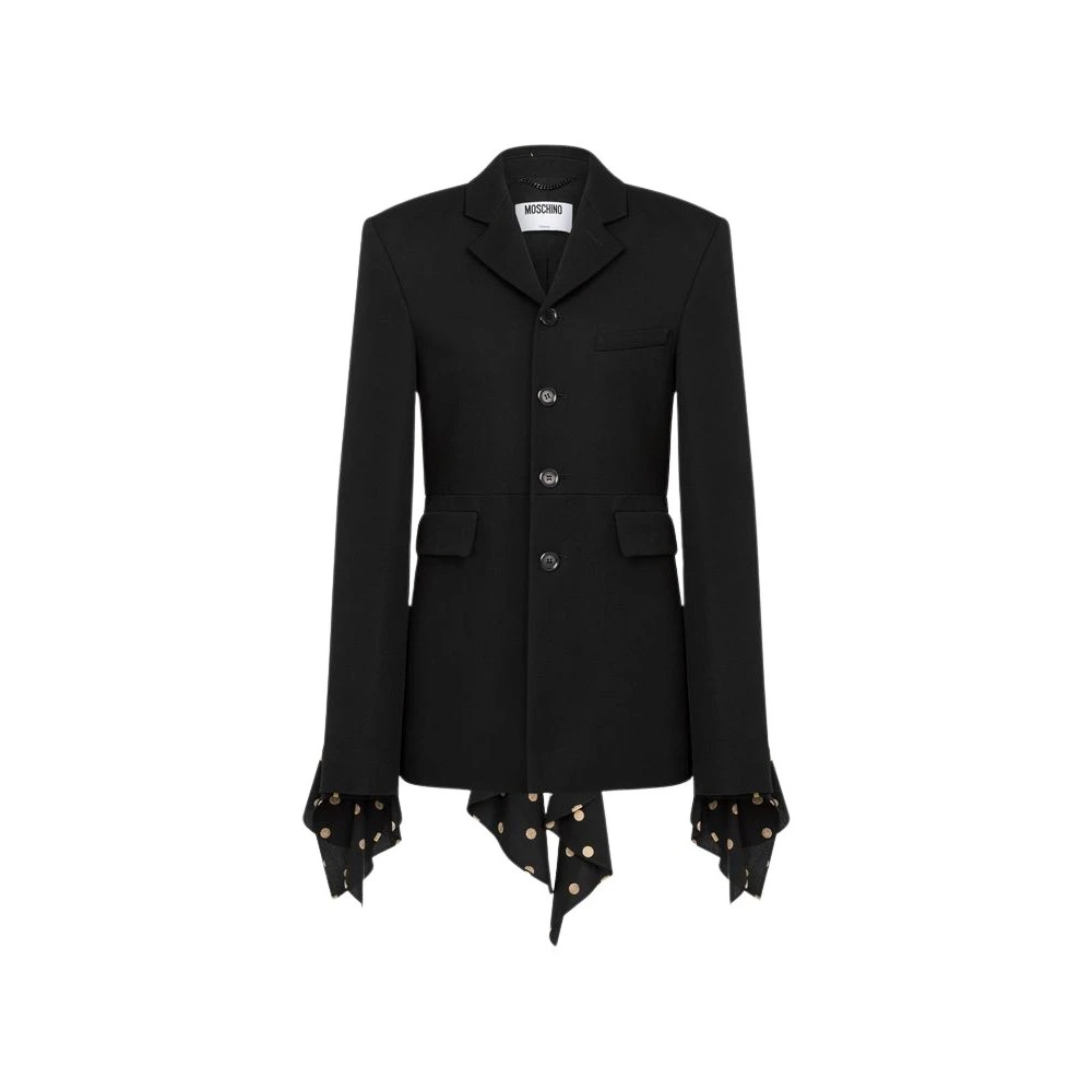 Moschino Women's Black Polka Dots Wool Blend Diagonal Jacket