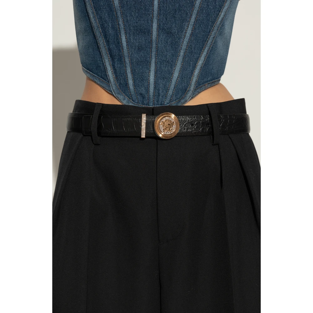 Versace Leren riem Black Dames