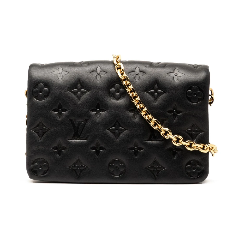 Louis Vuitton Vintage Women's Black Pre-Owned Embossed Leather Shoulder Bag