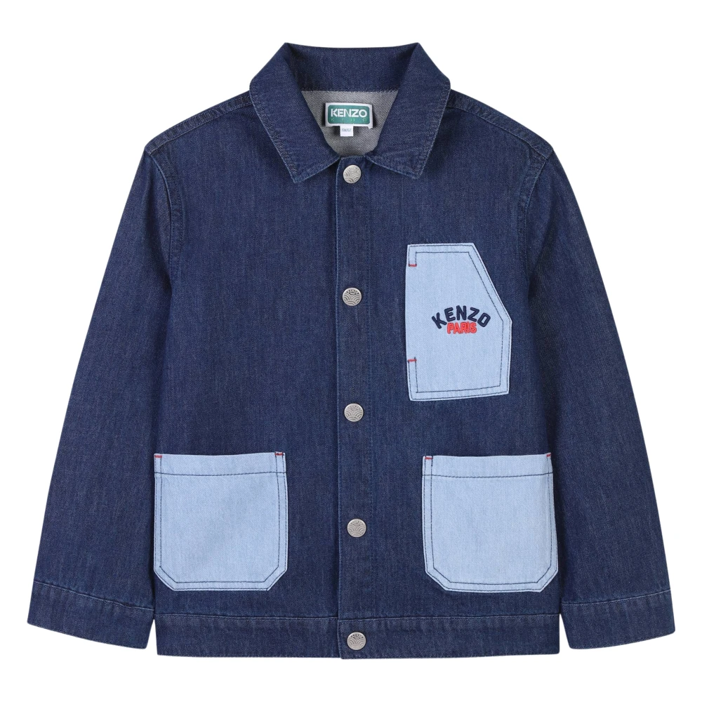 Kenzo Boys Blue Light Jackets,, Denim Patch Pocket Jacket Size 8 Y