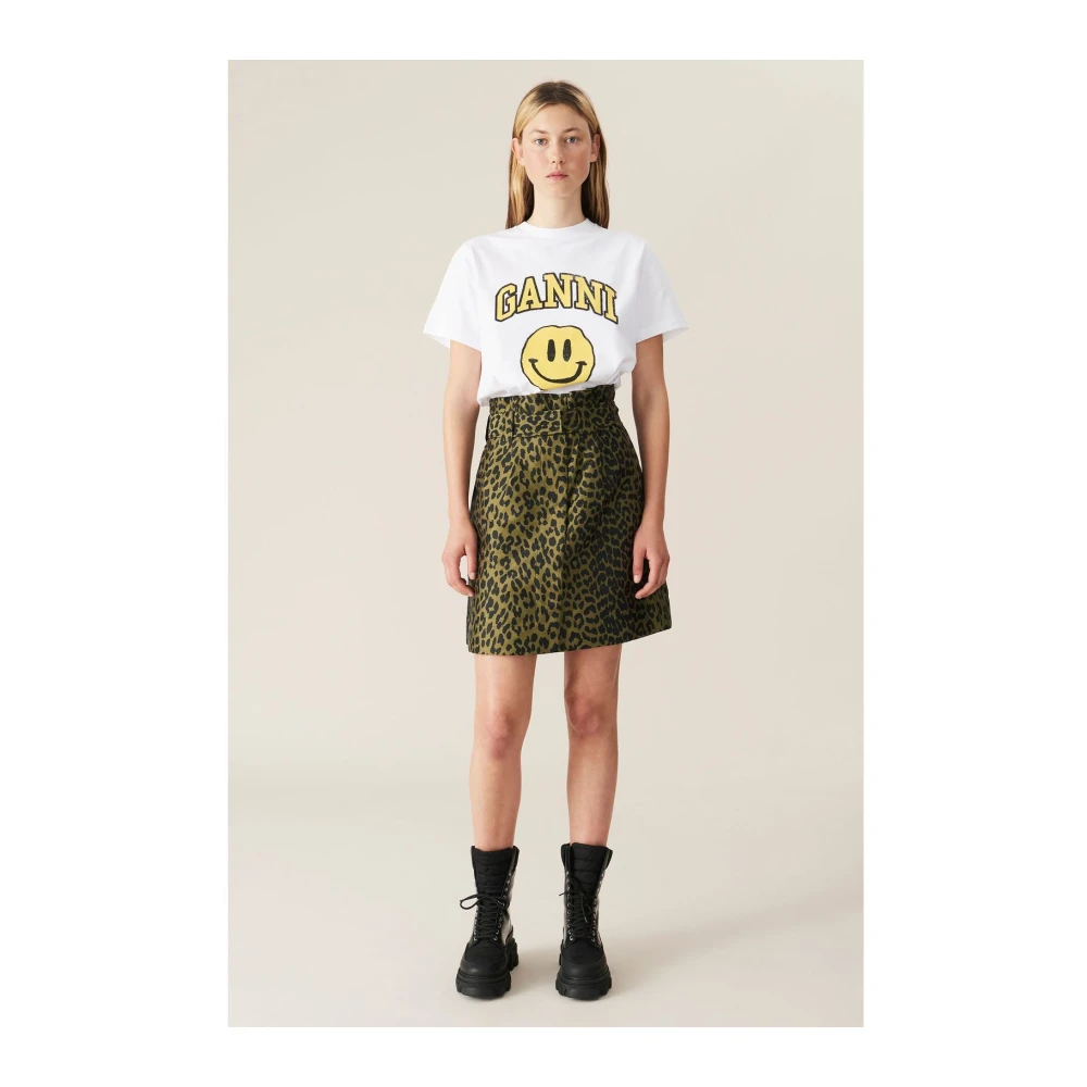 Ganni Leopard-Jacquard Rok Green Dames