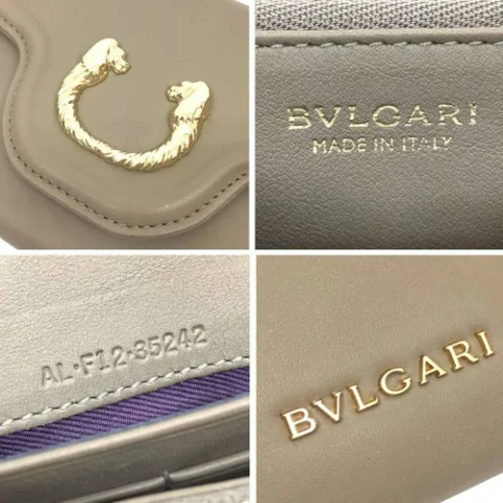 Bvlgari Vintage Pre-owned Leather wallets Beige Dames