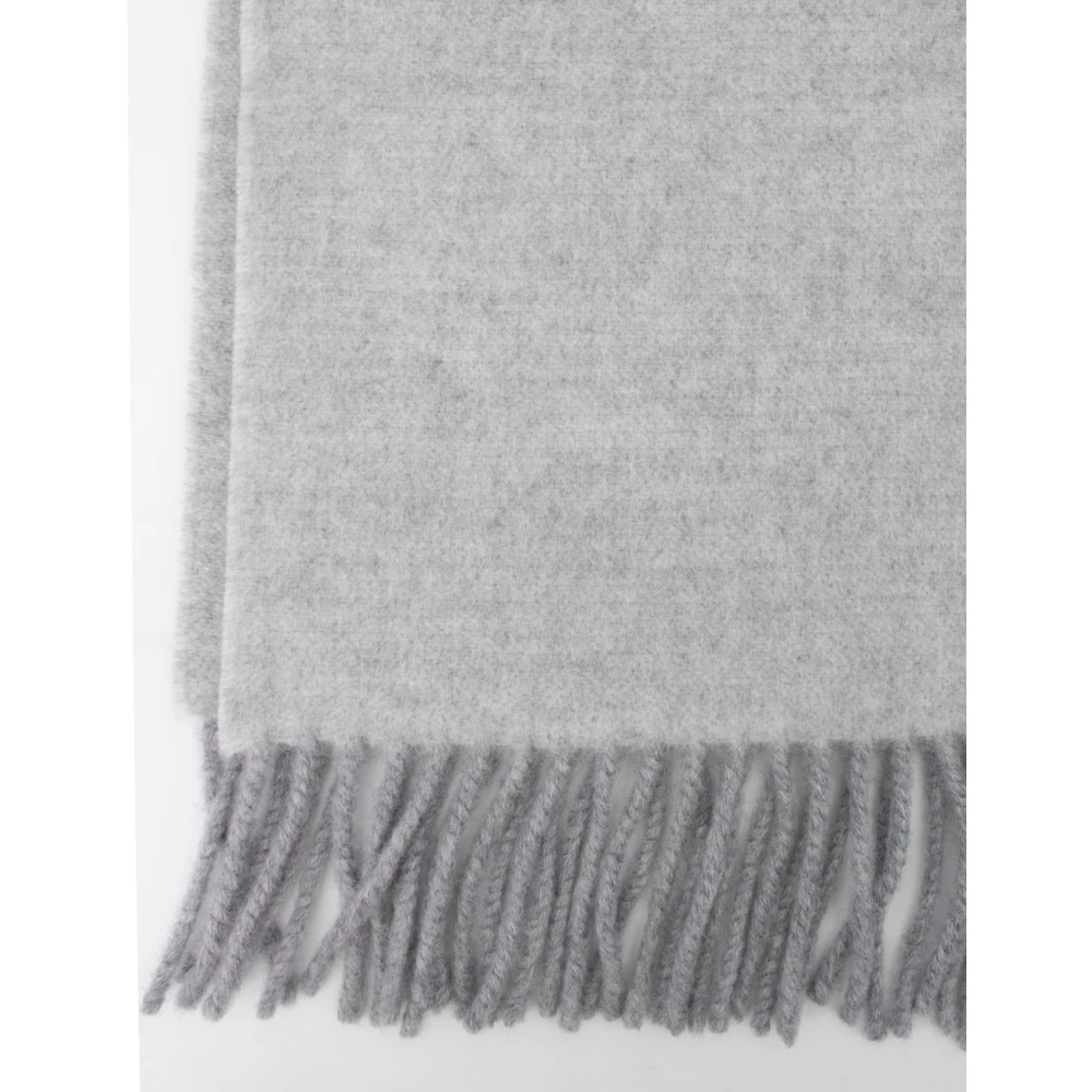 BRUNELLO CUCINELLI Zachte Garen Hooded Franje Sjaal Gray Dames