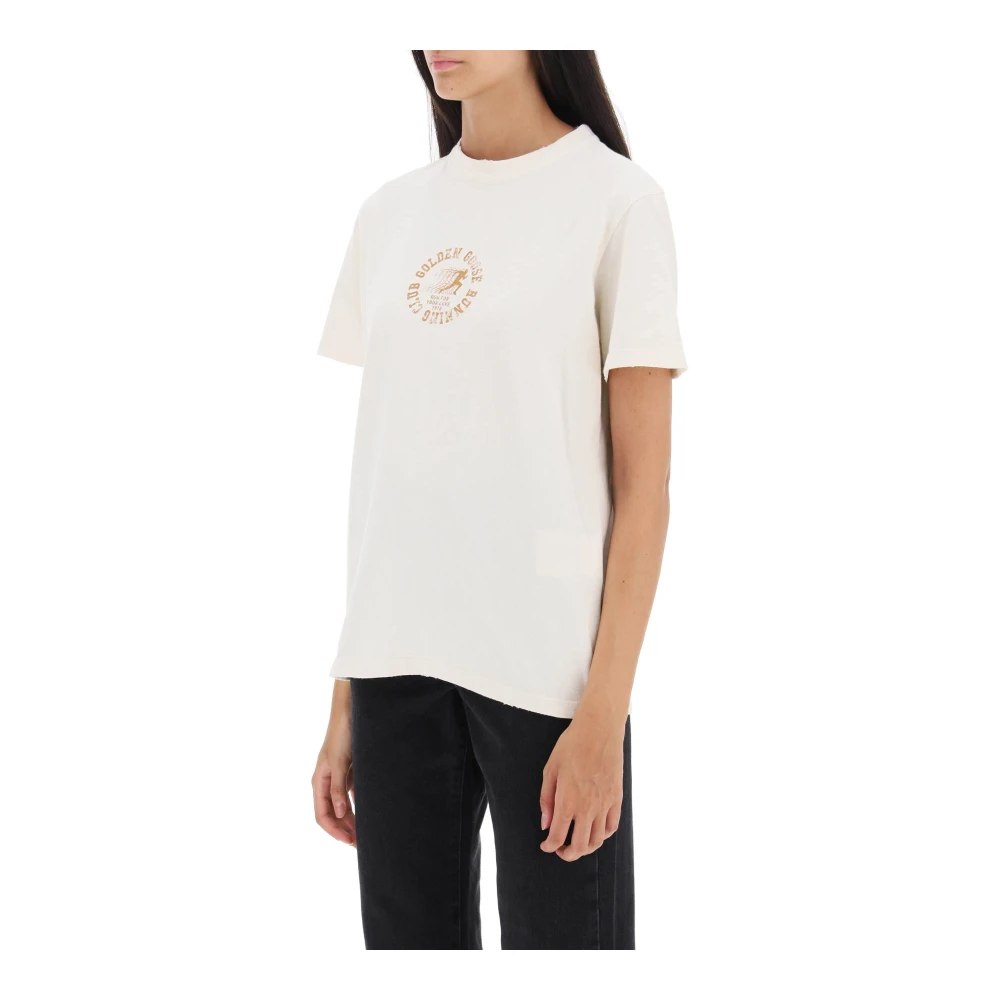 Golden Goose Runners Club Print T-Shirt White Dames