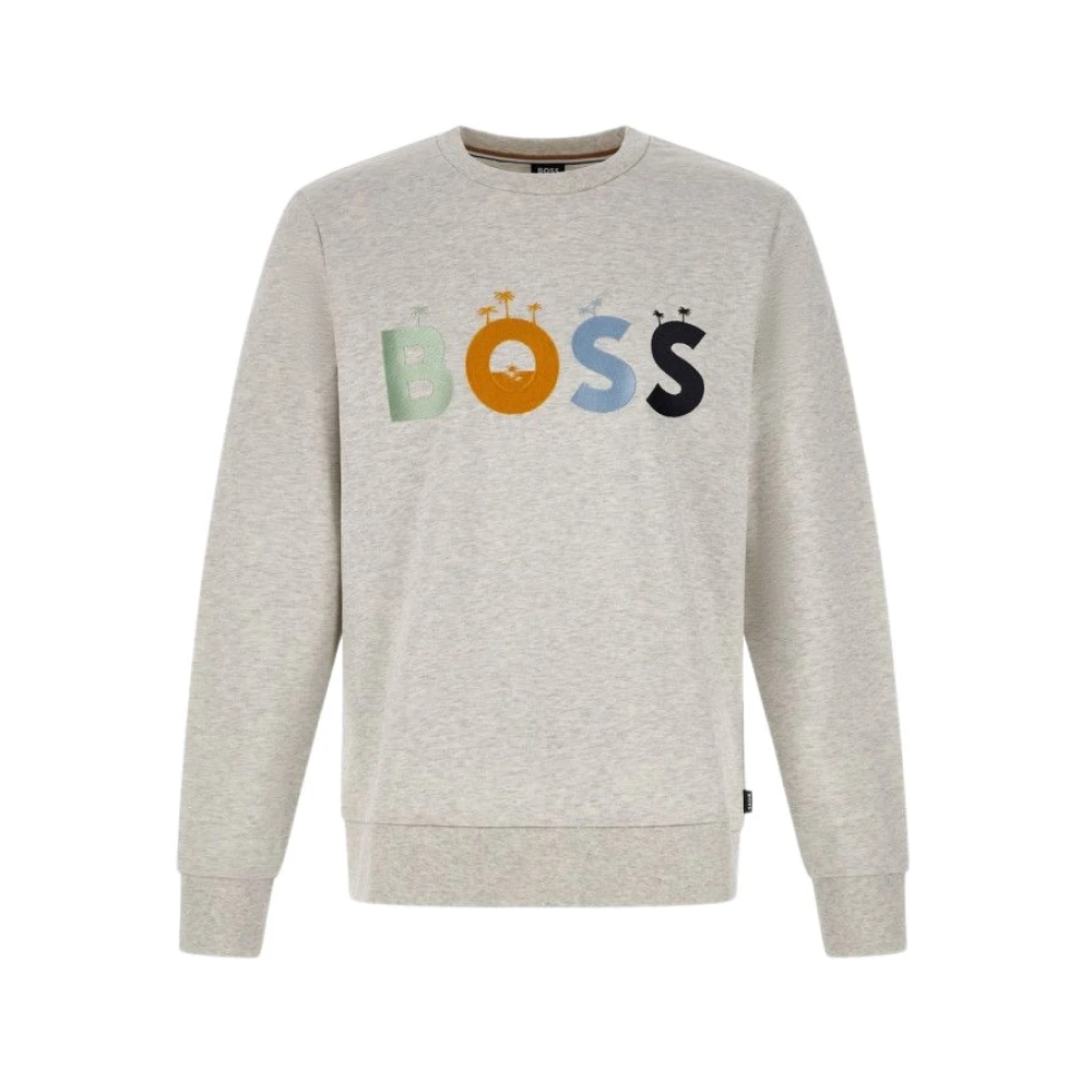 Hugo Boss Grå Bomull Rund Hals Sweatshirt Gray, Herr