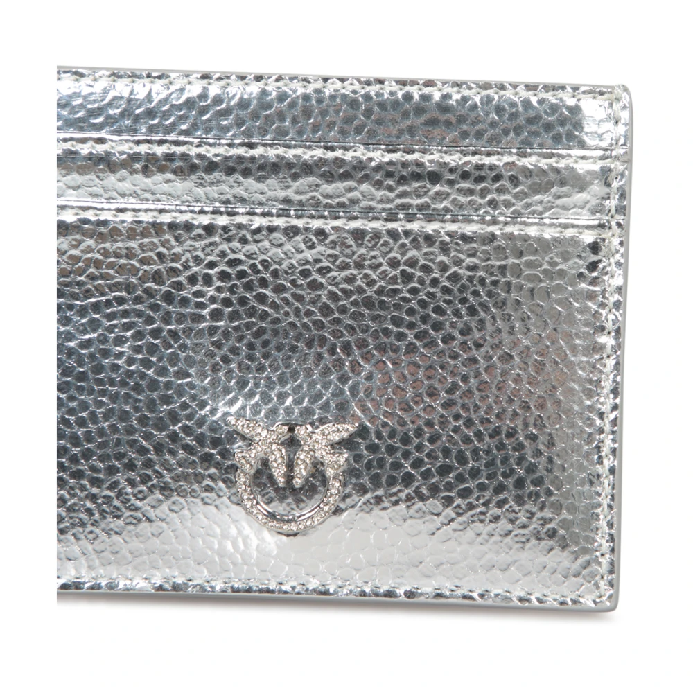 pinko Elegante Metalen Kaarthouder Gray Dames