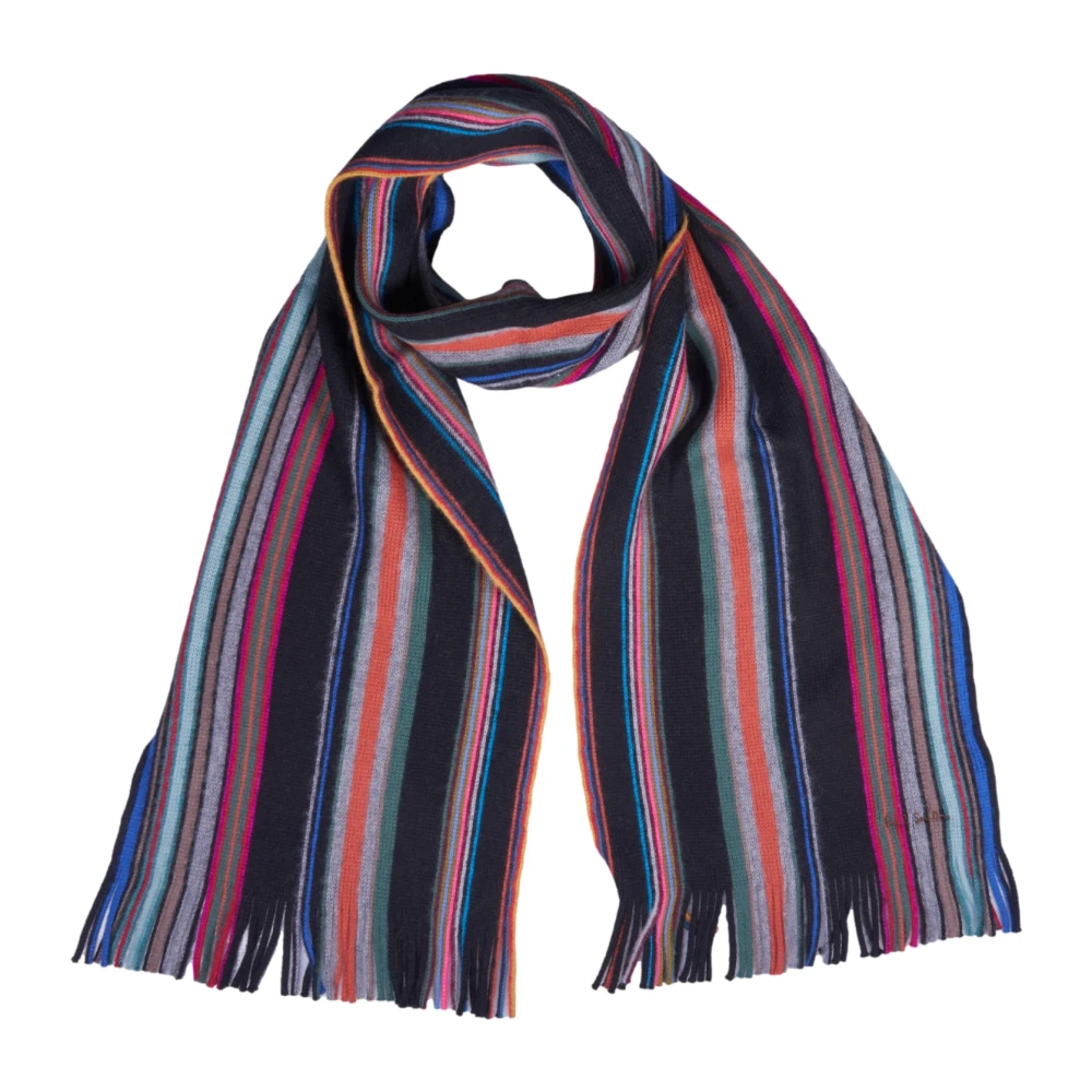 PS By Paul Smith Gestreepte Merinowollen Sjaal met Franjes Multicolor Heren