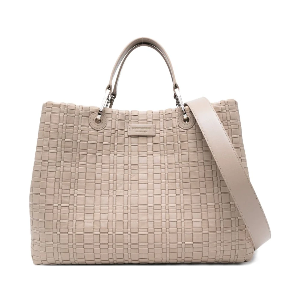 Emporio Armani Vrouw Beige Tassen Dames, One Size, Leer, My Ea Medium Shopping Bag