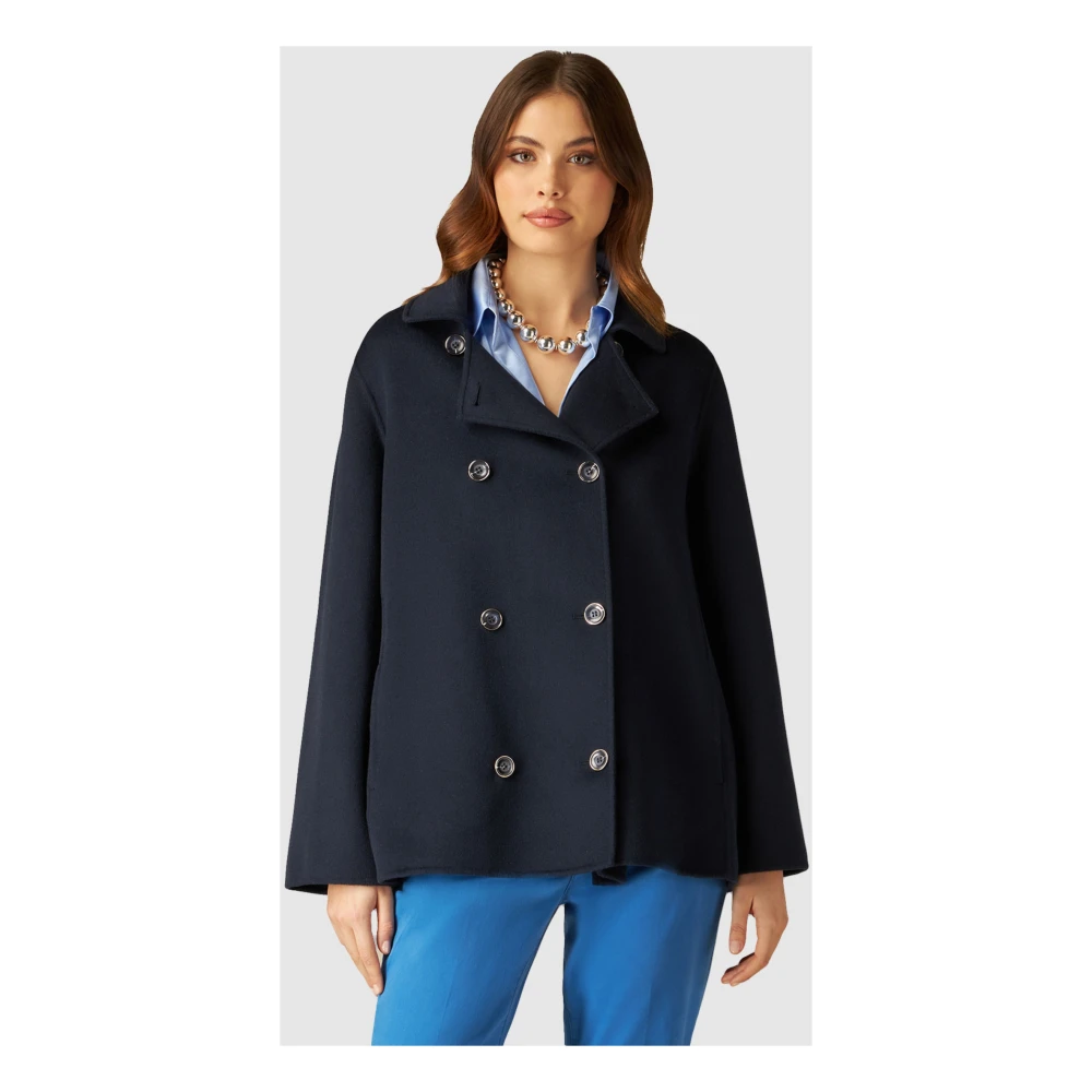 Oltre Korte mantel van wolmix Blue Dames