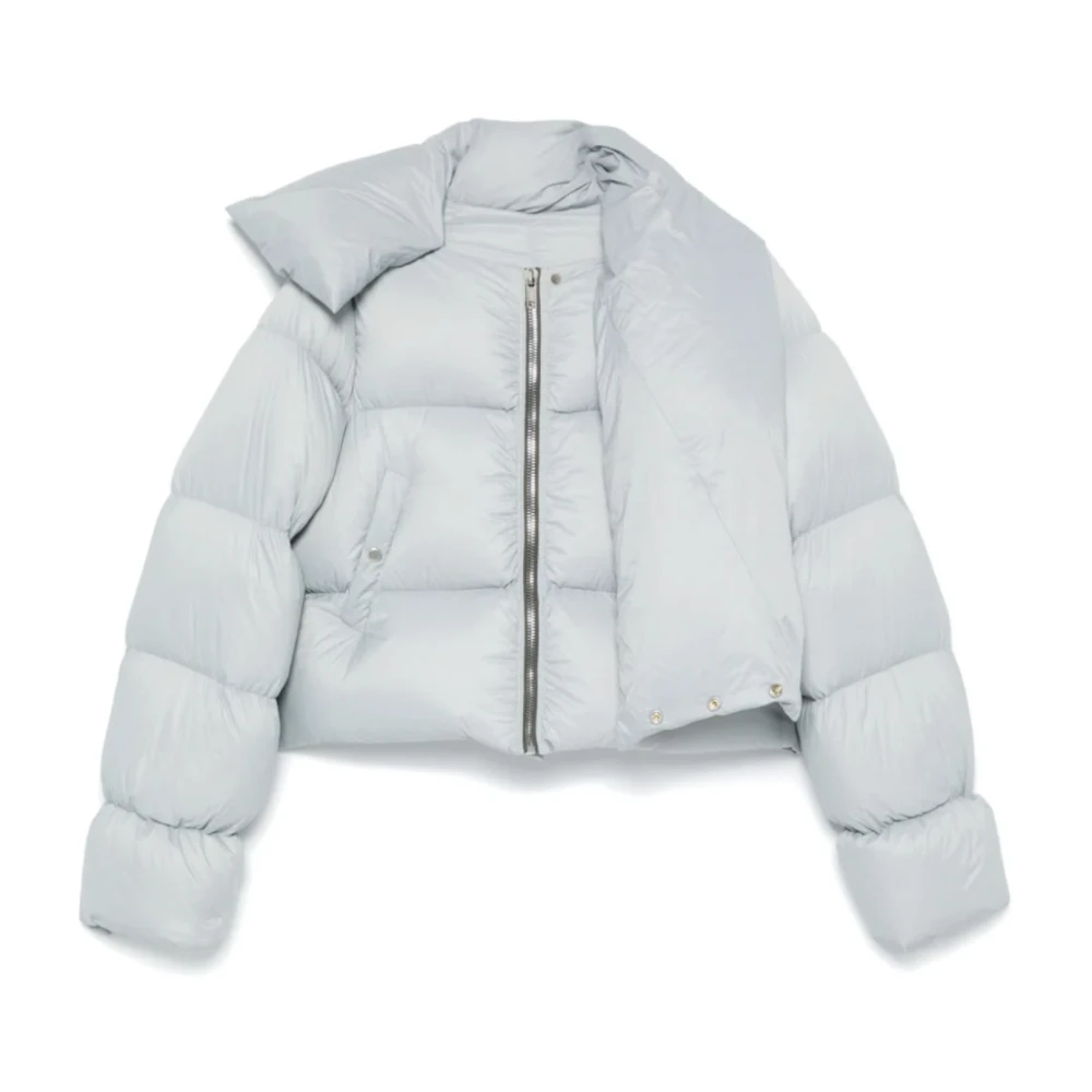 Rick Owens Lichtblauwe Funnel Neck Jas Blue Dames