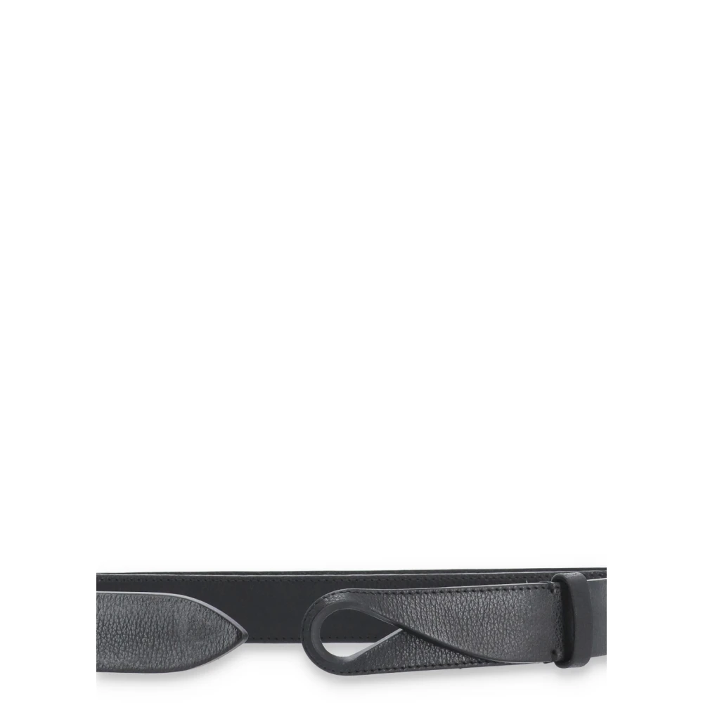 Orciani Leren riem met schuifring Black Heren