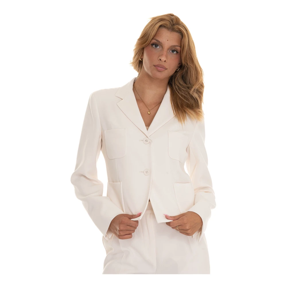 Max Mara Studio Stijlvolle Klassieke Jas White Dames