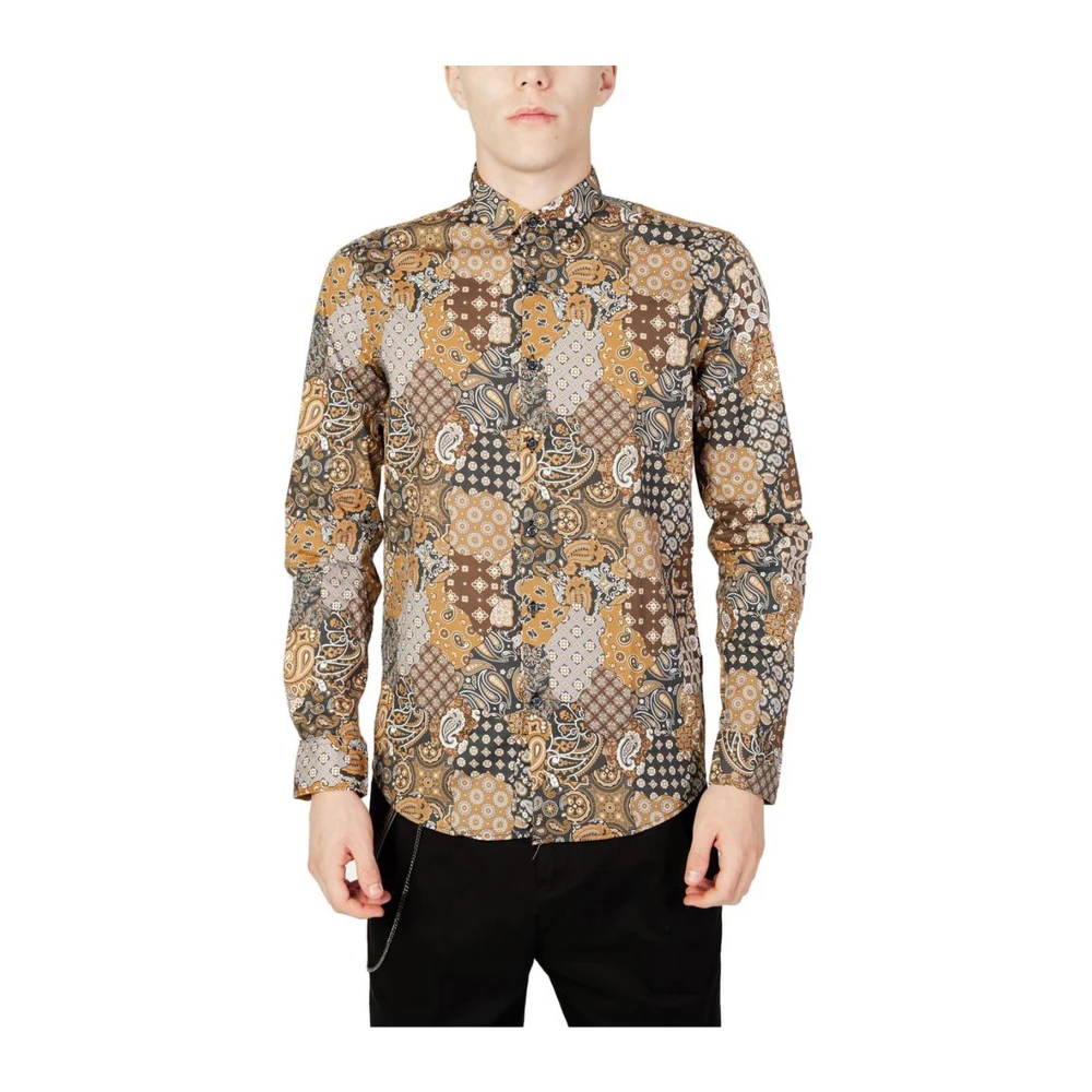 Gianni Lupo Katoenen Lange Mouw Shirt Herfst Winter Collectie Beige Heren