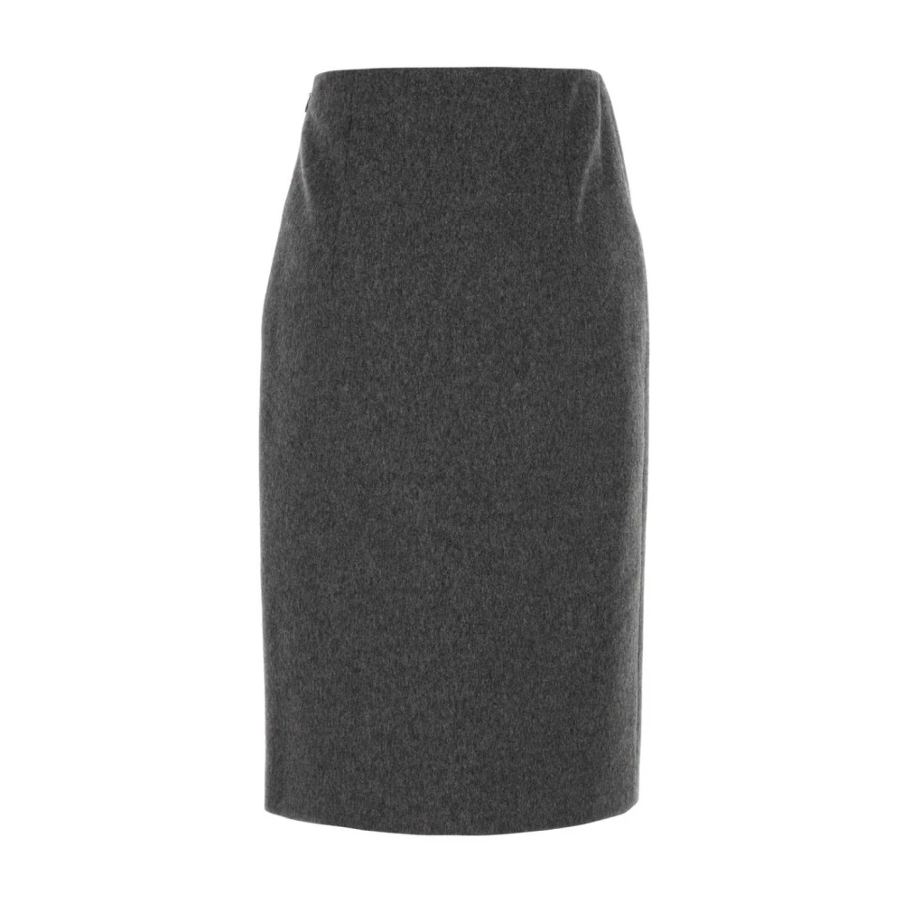 Prada Grå Pleated Midi Skirt