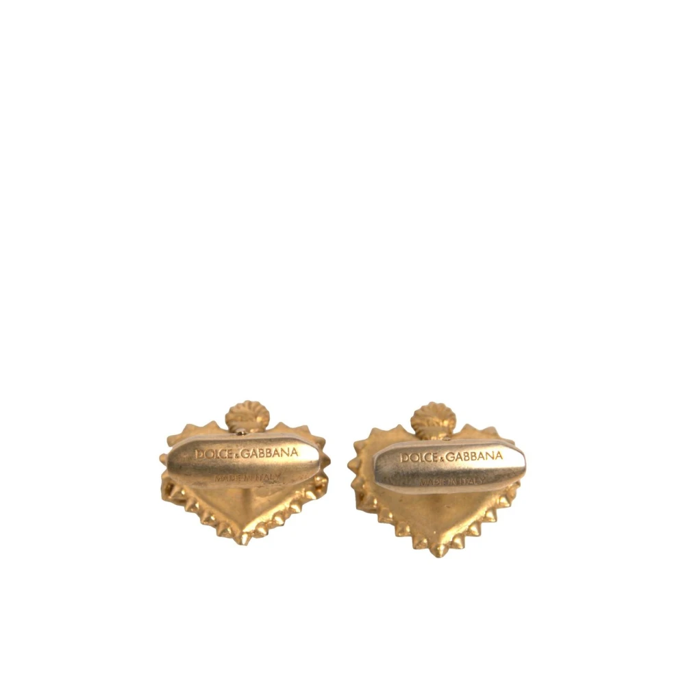 Dolce & Gabbana Goudkleurige Hart Manchetknopen met Logo Yellow Heren