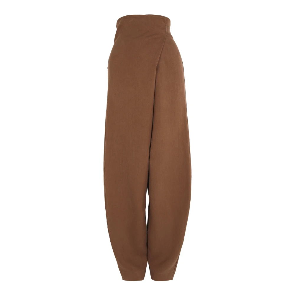Cortana Femme Marron Pantalons, Brun, Taille: 42 Fr Après, Pantalon Enveloppant En Lin Henné