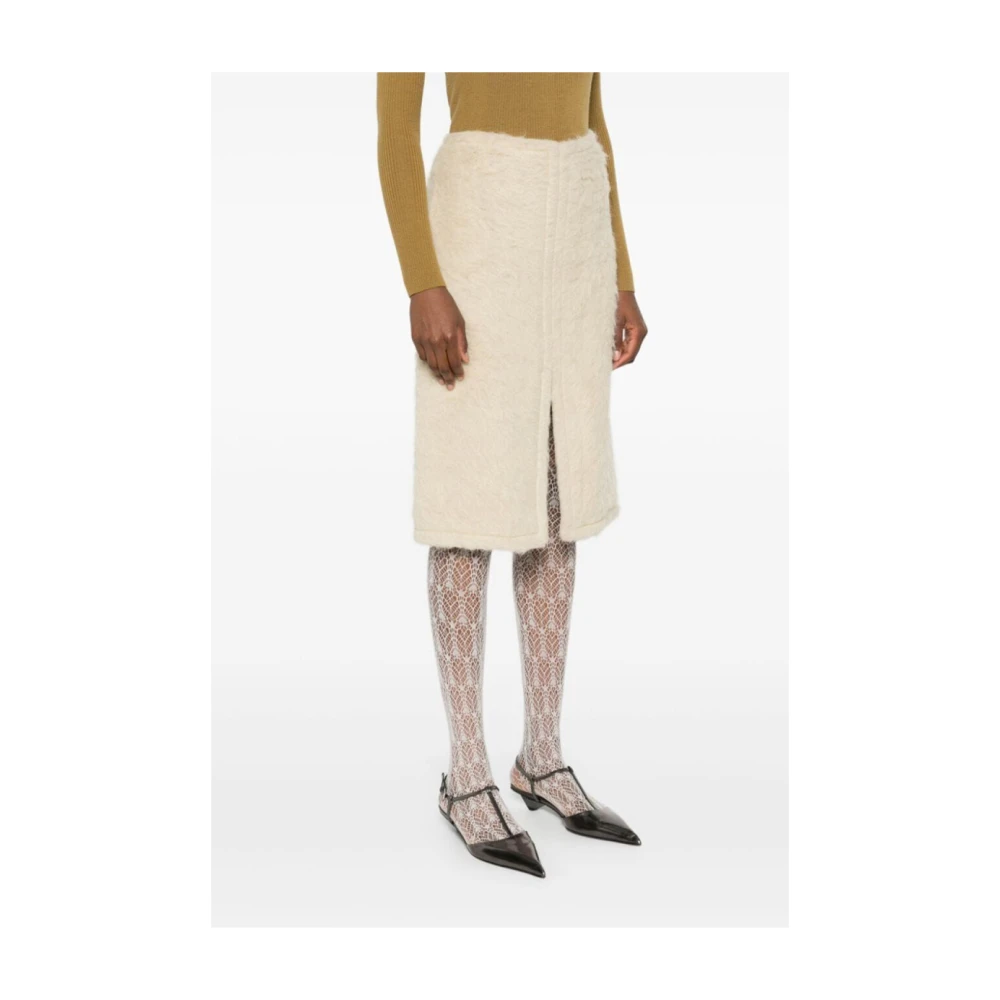 Dries Van Noten Elegante Zwarte Rok Beige Dames