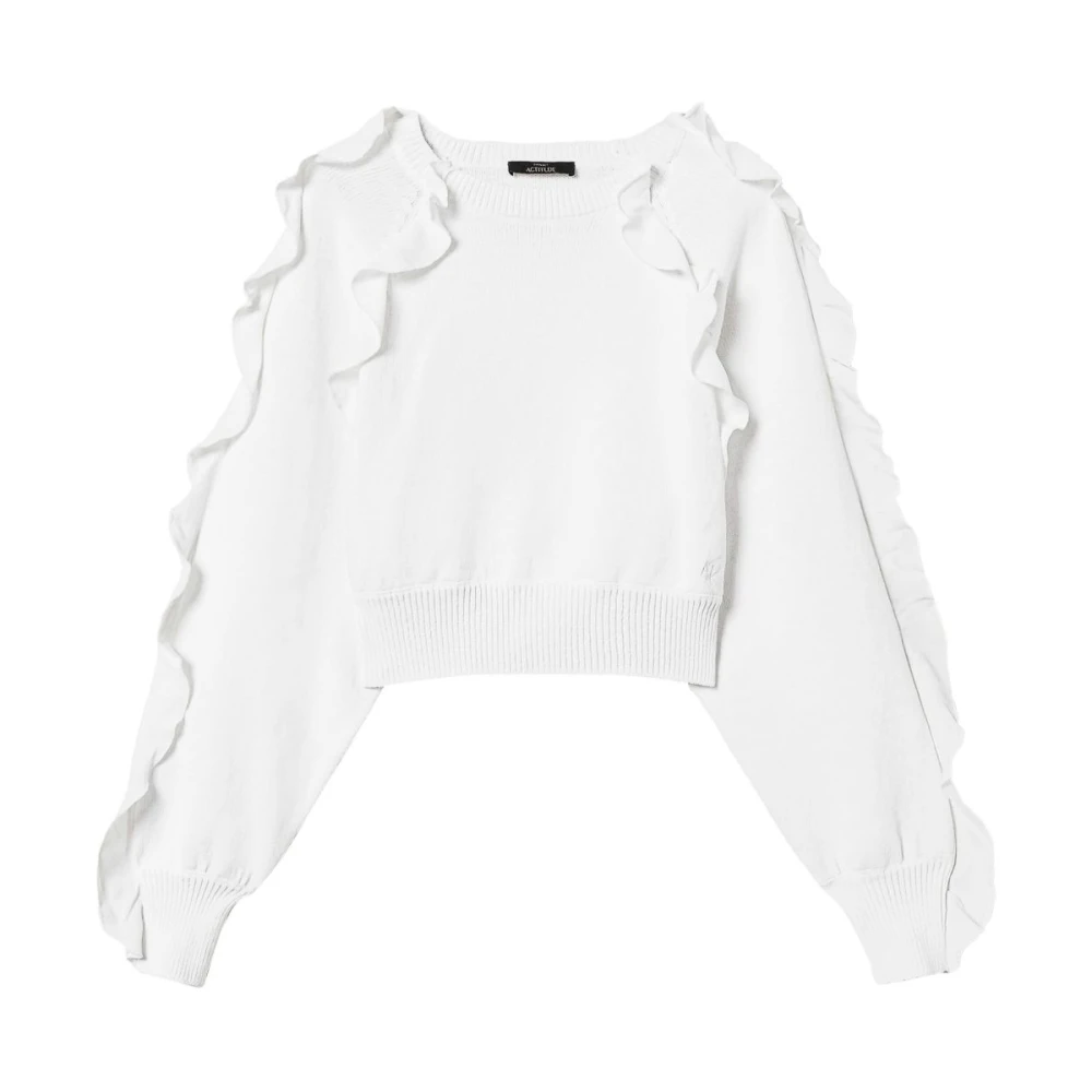 Twinset Witte Geborduurde Logo Crew Neck Sweaters White Dames