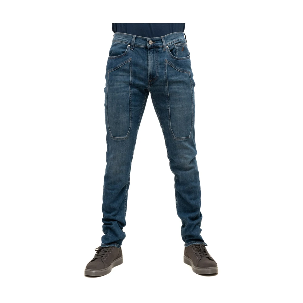 Jeckerson Slim Fit Jeans met Iconische Patches Blue Heren