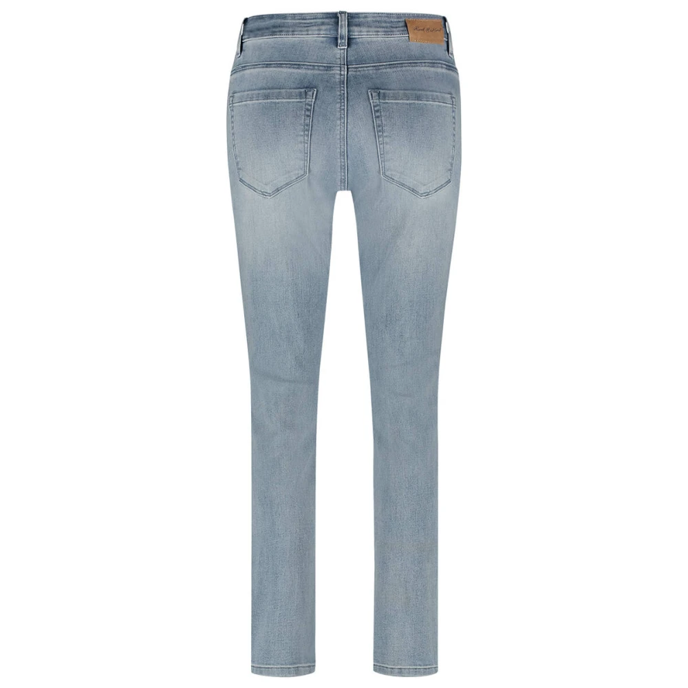 Red Button Bleach Beads Borduurwerk Stijlvolle Broek Blue Dames