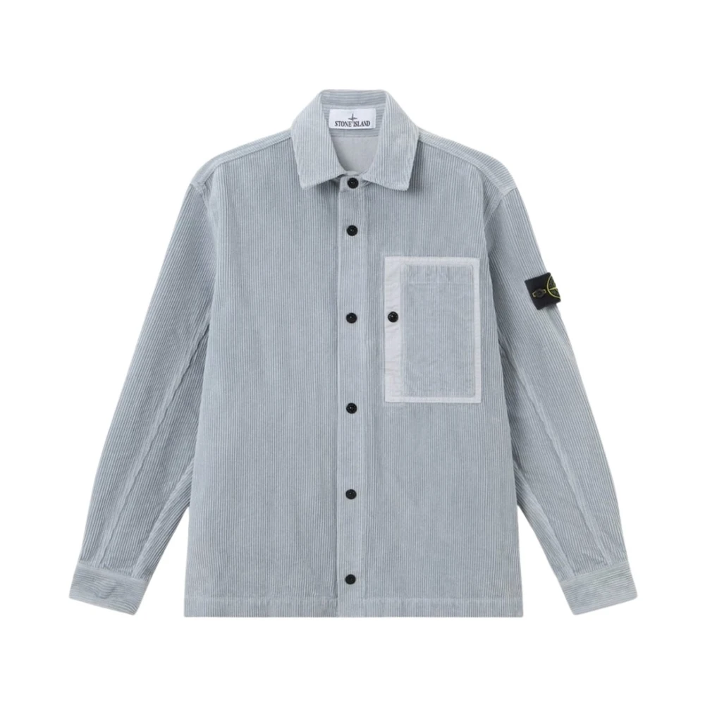 Stone Island , Casual Shirts, Male, Gray, L, Corduroy Overshirt