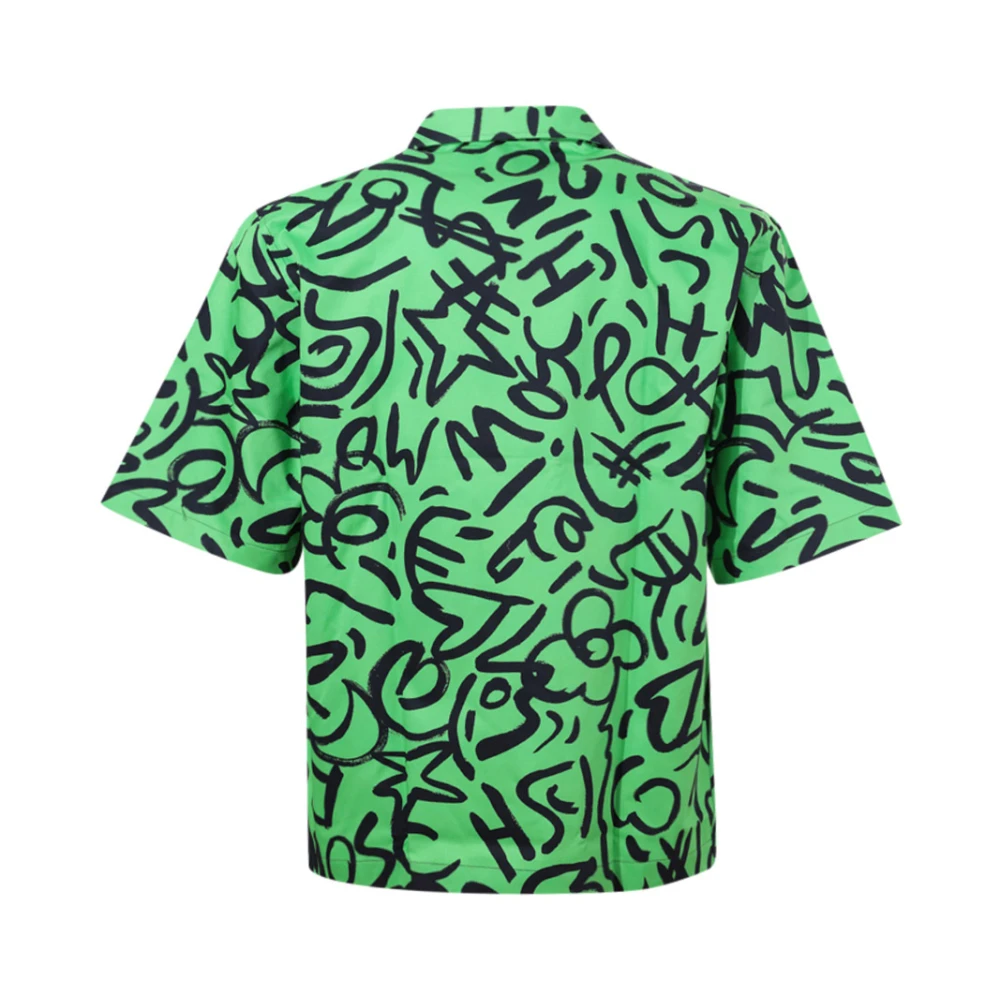 Moschino Groen Krabbel Print Shirt Multicolor Heren