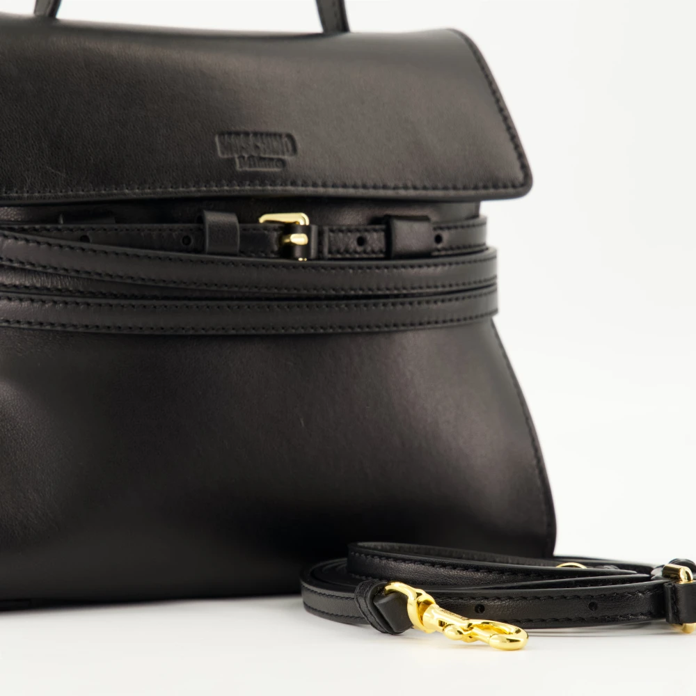 Moschino Chique Zwarte Leren Tie Me Tas Black Dames