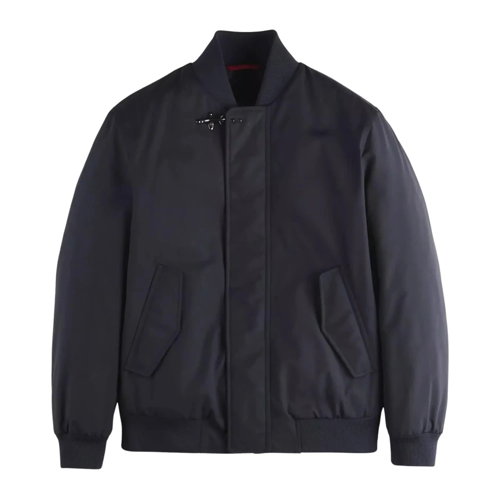 Fay Men's Blue Navy Bomber Jacket With Ribbed Trim