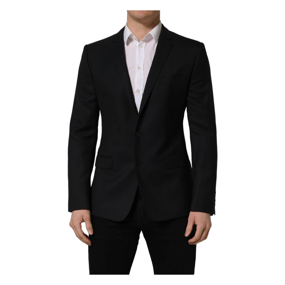 Dolce & Gabbana Men's Black Wool Single Breasted Blazer Jacket - Blazers - L - Jackets