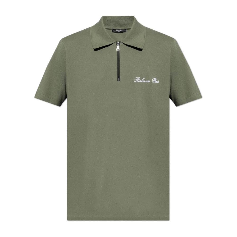 Balmain Green Polo With Logo - Male - Polo Shirts - Xl - Tops
