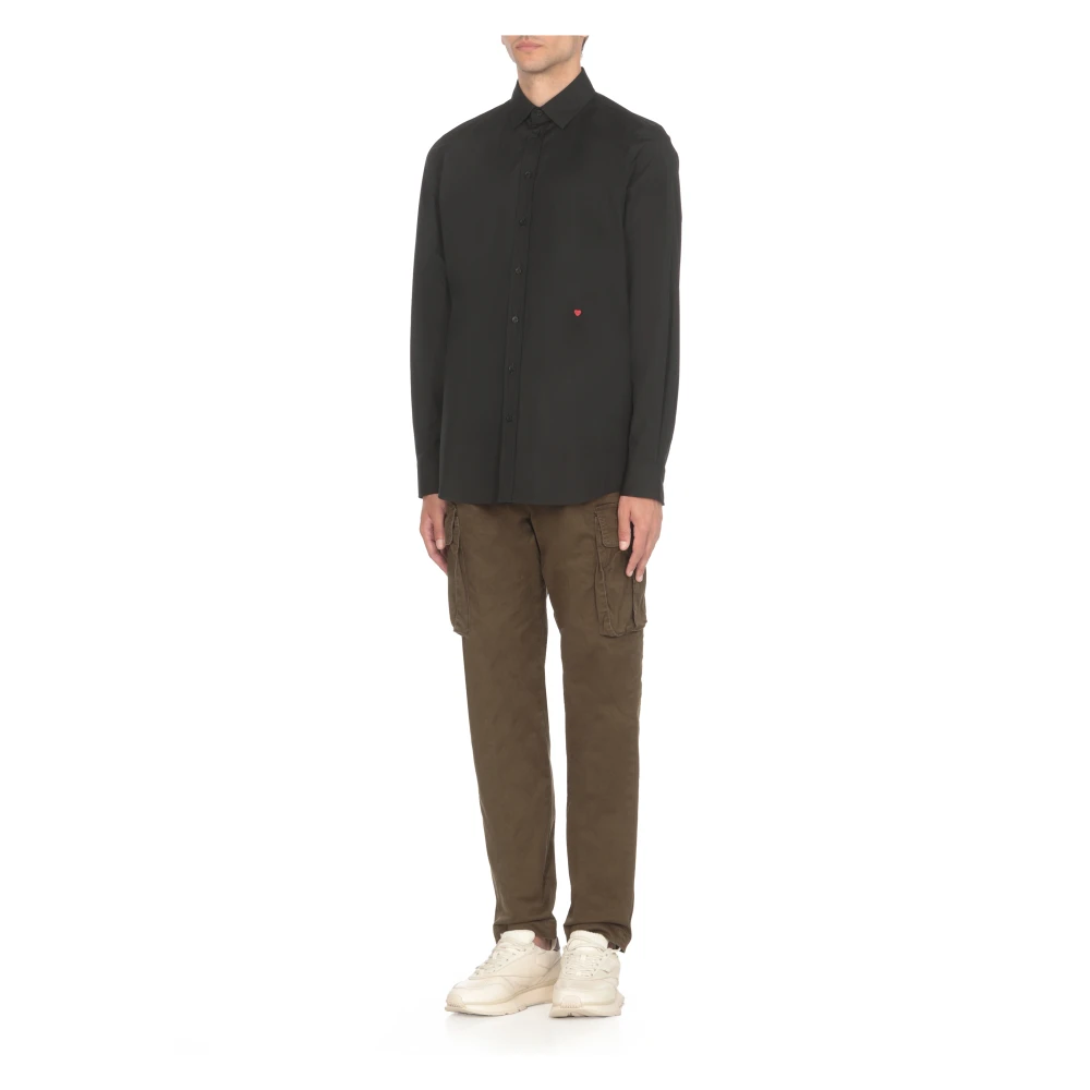 Moschino Zwarte Katoenen Overhemd met Kraag Black Heren