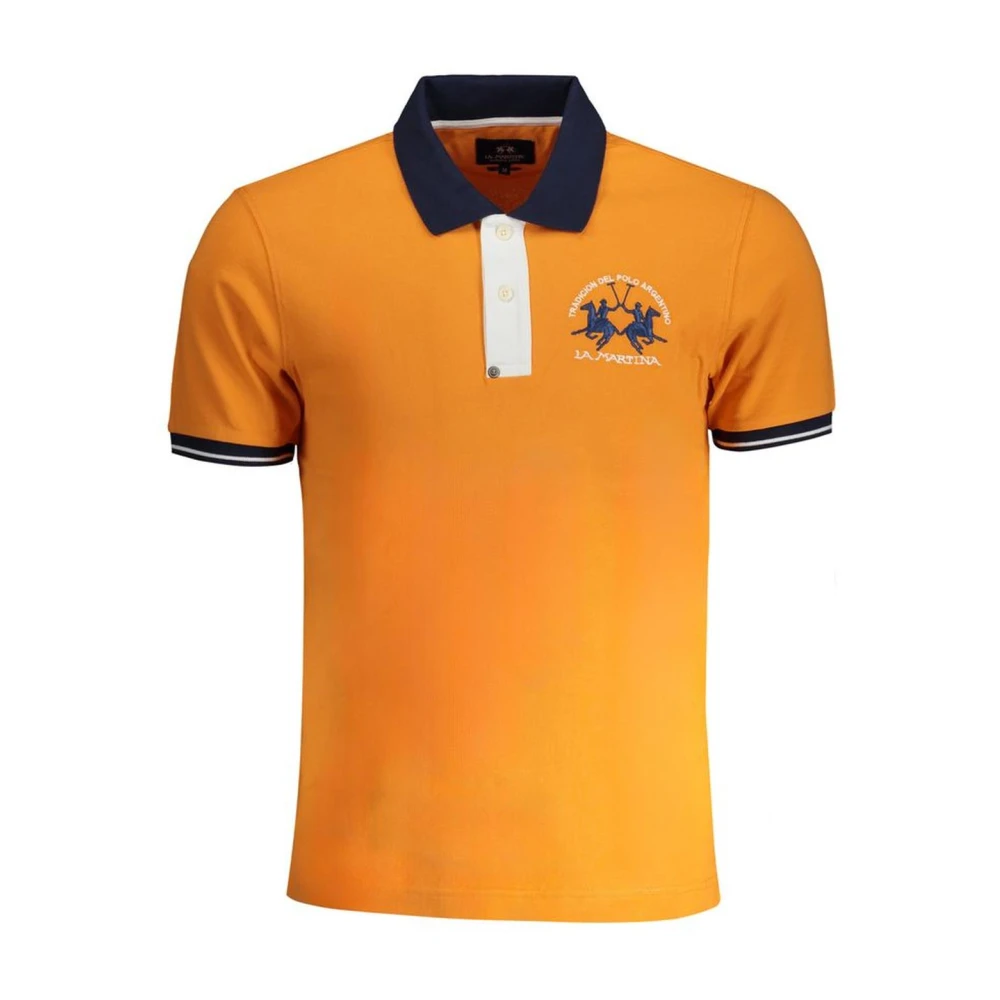 LA MARTINA Geborduurd Slim-Fit Poloshirt met Contrastdetails Orange Heren