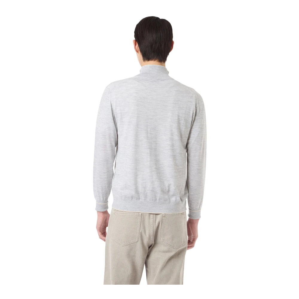 Eleventy Merino Staande Kraag Rits Trui Gray Heren