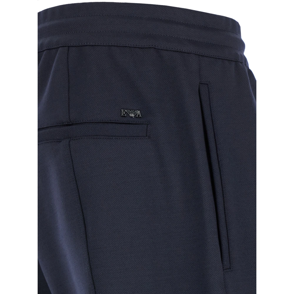 Emporio Armani Blauwe Wollen Broek Regular Fit Blue Heren