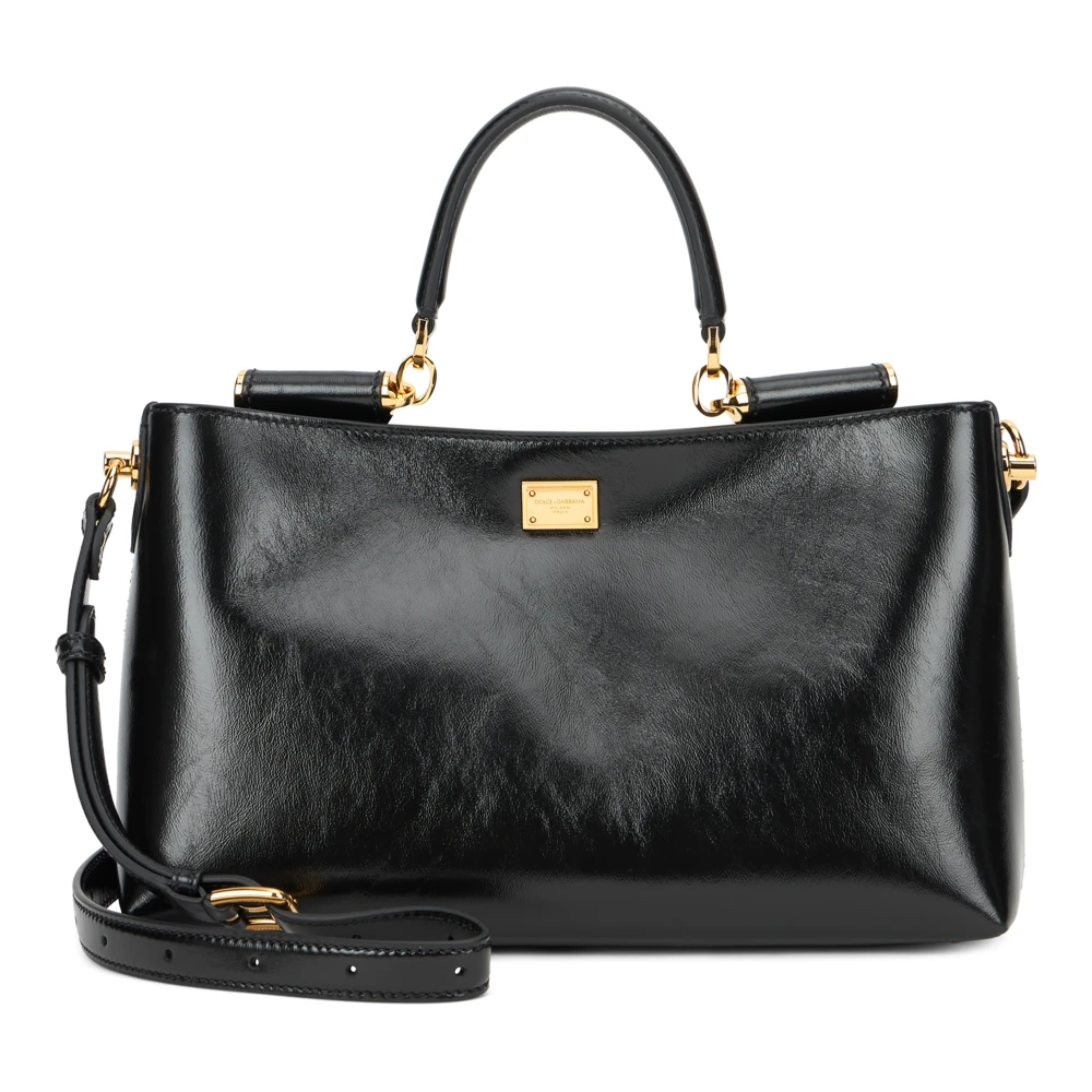 Dolce & Gabbana , Shoulder Bags, Female, Black, One Size, Medium Vittoria Calfskin Handbag - Image 3