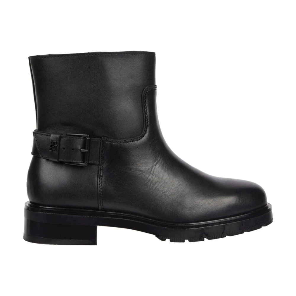 Tommy Hilfiger Women's Black Biker Ankle Boots - Ankle Boots - 8 Uk - Shoes